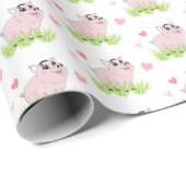Cute pink pig for Valentine Cadeaupapier (Rol Hoek)