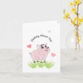 Cute pink pig for Valentine Kaart (Gele Bloem)
