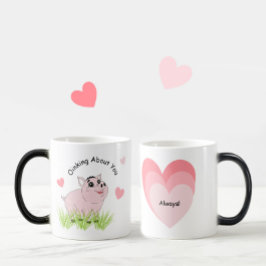 Cute pink pig for Valentine Magische Mok