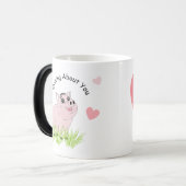 Cute pink pig for Valentine Magische Mok (Voorkant links)