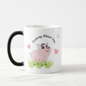 Cute pink pig for Valentine Magische Mok (Links)