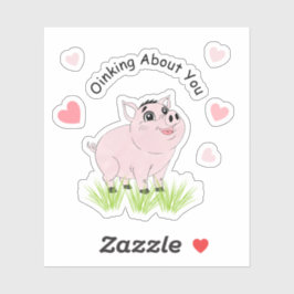 Cute pink pig for Valentine Sticker