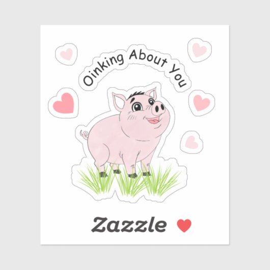 Cute pink pig for Valentine Sticker (Vel)