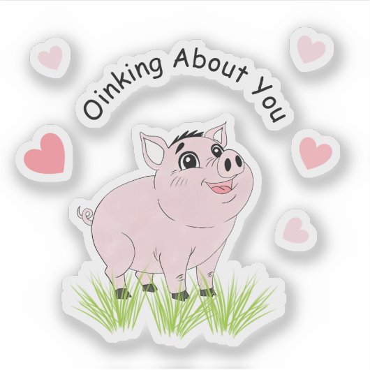 Cute pink pig for Valentine Sticker (Voorkant)