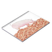 Cute Pink Pig in Mud Funny Waterverf Animal Art Notitieboek (Linkerzijde)