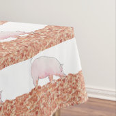 Cute Pink Pig in Mud Funny Waterverf Animal Art Tafelkleed (Voorbeeld)