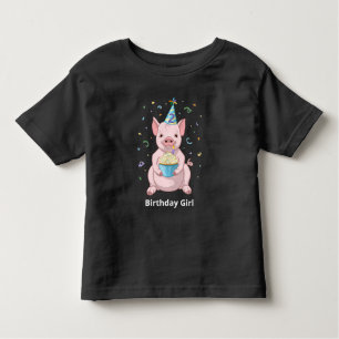 Cute Pink Pig Kids Birthday Animal Cake Pet Kinder Shirts