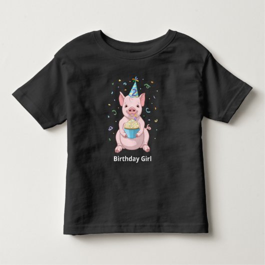 Cute Pink Pig Kids Birthday Animal Cake Pet Kinder Shirts (Voorkant)
