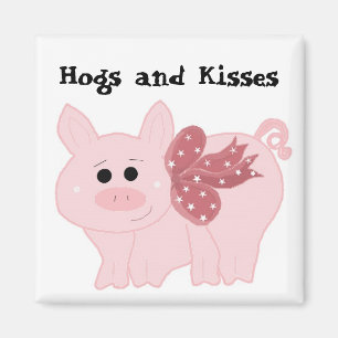Cute Pink Pig met Funny Gezegde Magneet