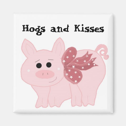 Cute Pink Pig met Funny Gezegde Magneet (Voorkant)