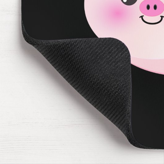 Cute Pink Pig op Black Muismat (Hoek)