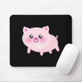 Cute Pink Pig op Black Muismat (Met muis)