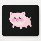 Cute Pink Pig op Black Muismat (Voorkant)