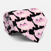 Cute Pink Pig op Black Stropdas (Opgerold)