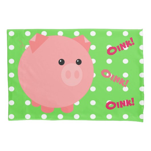 Cute Pink Pig Pillowcase Kussensloop (Voorkant)