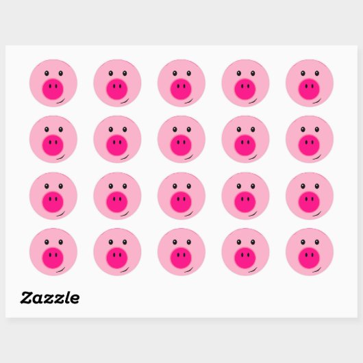 Cute Pink Pig Ronde Sticker (Vel)