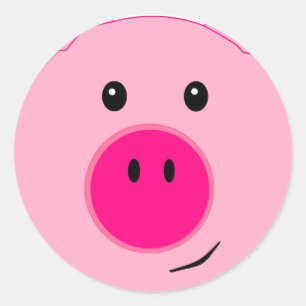 Cute Pink Pig Ronde Sticker