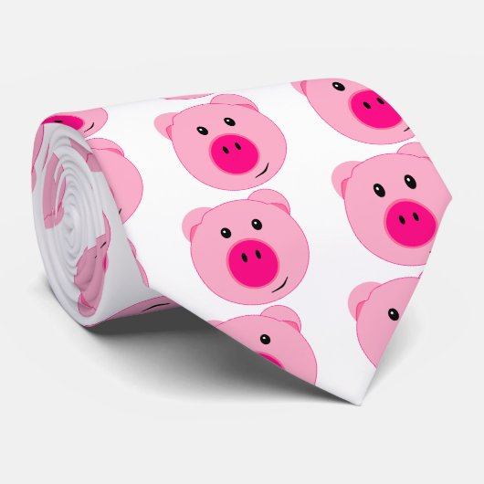 Cute Pink Pig Stropdas (Opgerold)