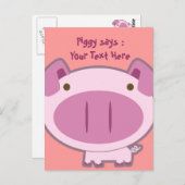 CUTE PINK PIGGY BRIEFKAART (Voorkant / Achterkant)