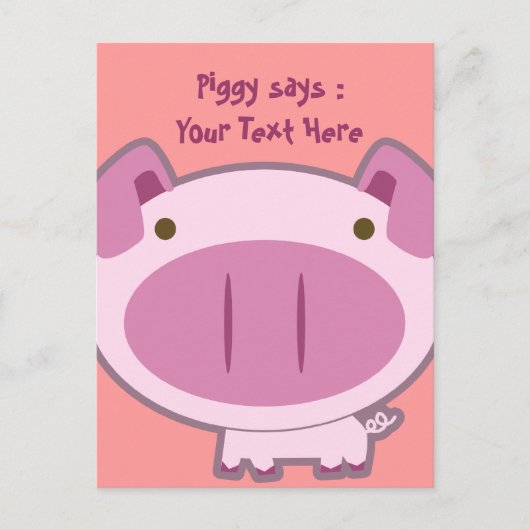 CUTE PINK PIGGY BRIEFKAART (Voorkant)