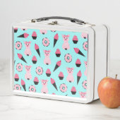 Cute Pink Piggy Donut Ice Cone Patroon (In situ)