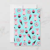 Cute Pink Piggy Donut Ice Cone Patroon Bedankkaart (Achterkant)