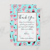 Cute Pink Piggy Donut Ice Cone Patroon Bedankkaart (Voorkant / Achterkant)