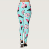Cute Pink Piggy Donut Ice Cone Patroon Leggings (Achterkant)