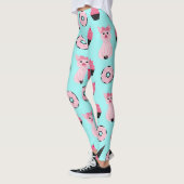 Cute Pink Piggy Donut Ice Cone Patroon Leggings (Links)