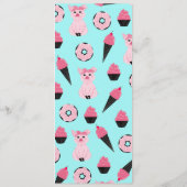 Cute Pink Piggy Donut Ice Cone Patroon Menu (Achterkant)