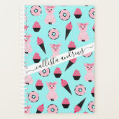 Cute Pink Piggy Donut Ice Cone Patroon Planner (Voorkant)
