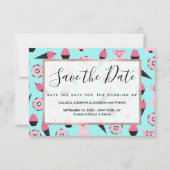 Cute Pink Piggy Donut Ice Cone Patroon Save The Date (Voorkant)