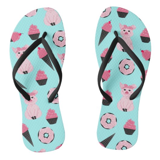 Cute Pink Piggy Donut Ice Cone Patroon Teenslippers (Voetbed)