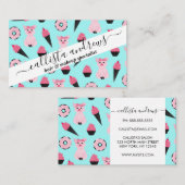 Cute Pink Piggy Donut Ice Cone Patroon Visitekaartje (Voorkant / Achterkant)