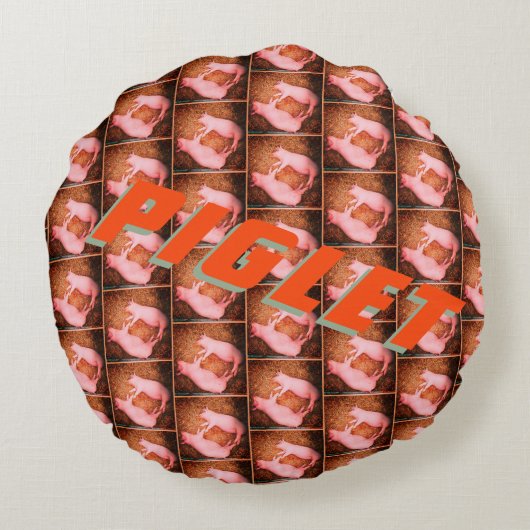 Cute Pink Piglets Patroon Rond Kussen (Achterkant)