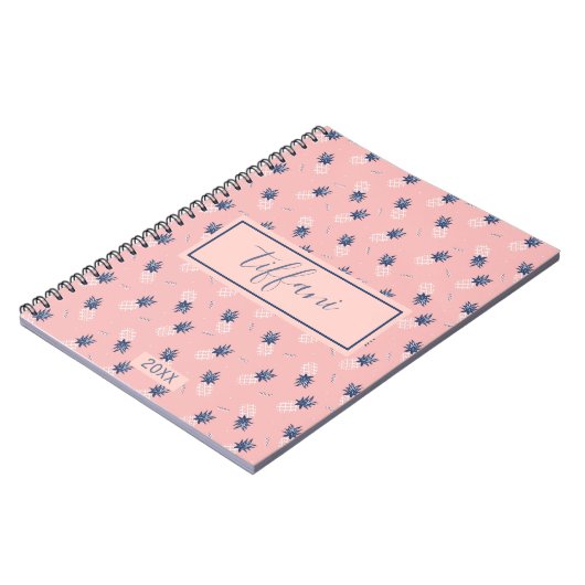 Cute Pink Pineapple Doodle Notitieboek (Linkerzijde)