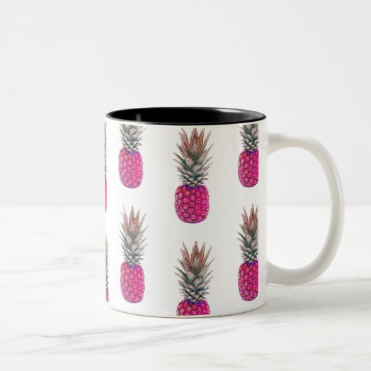 Cute Pink Pineapple Patroon Tweekleurige Koffiemok (Rechts)