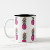 Cute Pink Pineapple Patroon Tweekleurige Koffiemok (Links)