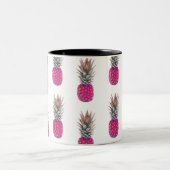 Cute Pink Pineapple Patroon Tweekleurige Koffiemok (Center)