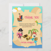 Cute Pink Pirate Girl Mermaid Personalized Bedankkaart (Voorkant)