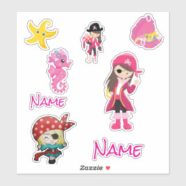 Cute Pink Pirate Girl Sticker