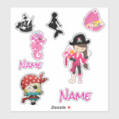 Cute Pink Pirate Girl Sticker (Vel)