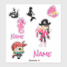 Cute Pink Pirate Girl Sticker