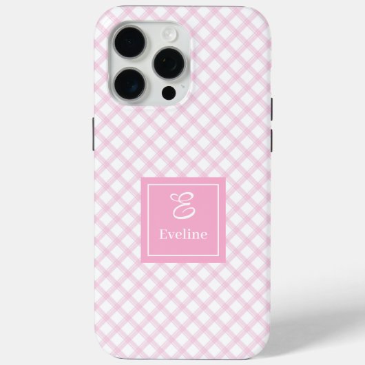 Cute Pink Plaid iPhone Case – Trendy Clear Design (Achterkant)