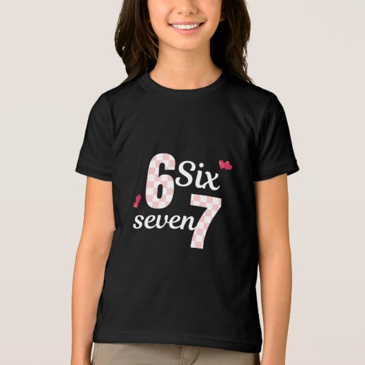 Cute Pink Plaid Numbers 6 7 Tee Tri-Blend Shirt (Voorkant)