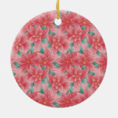 Cute Pink Poinsettia Baby's Eerste Kerstmis Keramisch Ornament (Achterkant)