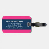 Cute Pink Polka Dot Anchor met Navy Custom Name Bagagelabel (Achterkant horizontaal)