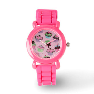 Cute Pink Polka Dot Cupcake Polt Watch Horloge