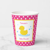 Cute Pink Polka Dot Duck Baby shower Papieren Bekers (Voorkant)