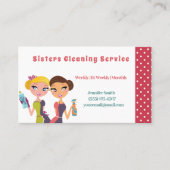 Cute Pink Polka Dot Maid House CleanService Visitekaartje (Voorkant)